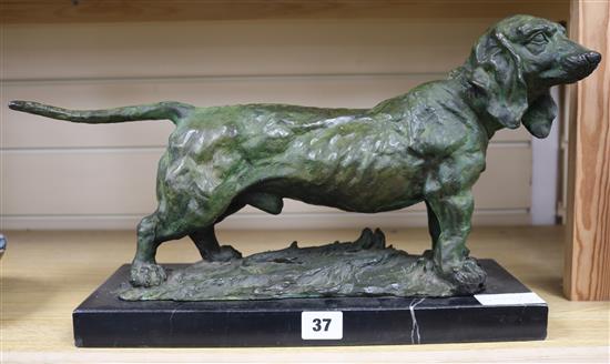 A bronze Dachshund